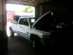 Promo Lawn & Pest truck in the shop